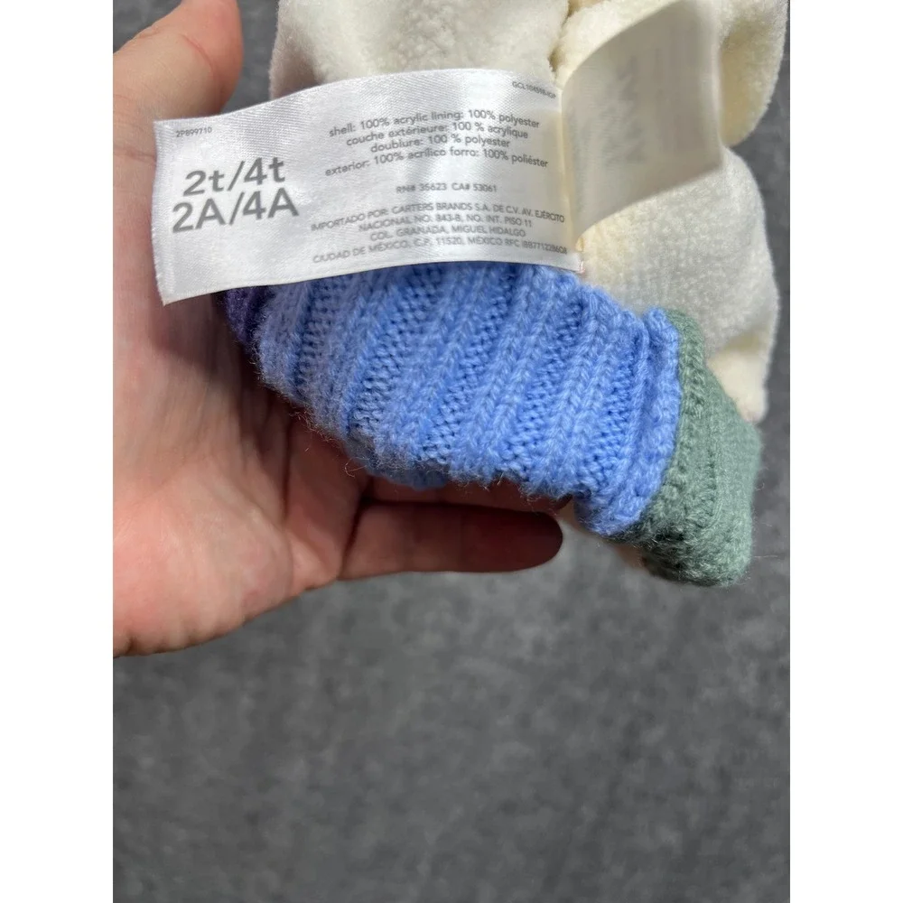 OshKosh Beanie Toddler 2T/4T Multi-Color Ribbed Fleece Lined Winter Hat